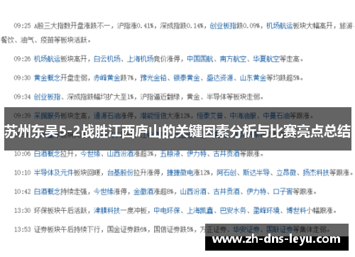 苏州东吴5-2战胜江西庐山的关键因素分析与比赛亮点总结